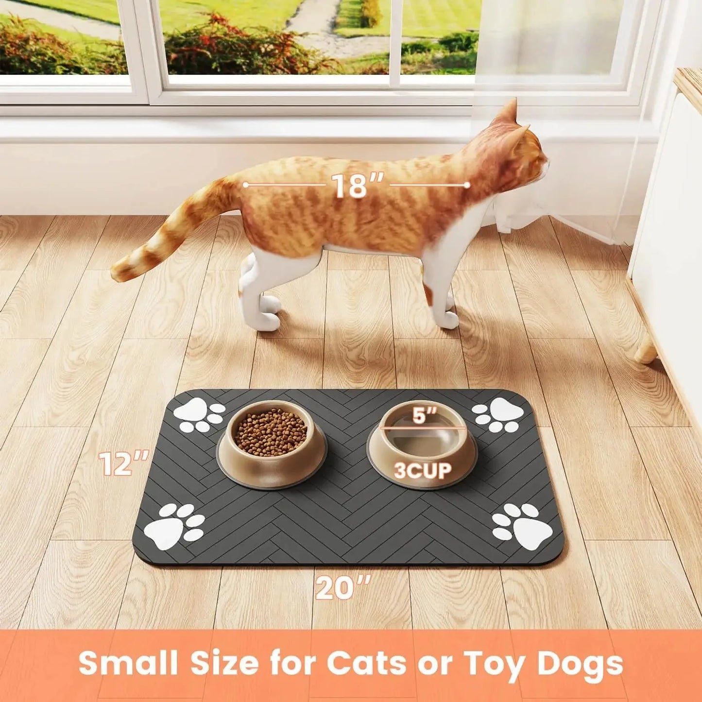 Pet Feeding Mat-Absorbent Pet Placemat Rubber Backing Quick Dry Water Mat for Dog Cat for Food and Water Bowl with Waterproof